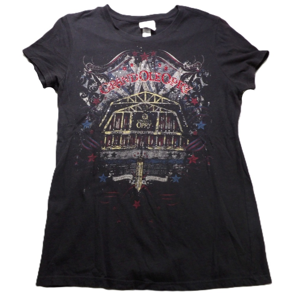 VTG Y2K Grand Ole Opry Shirt Women XL Black Made USA Nashville Country Music Tee
